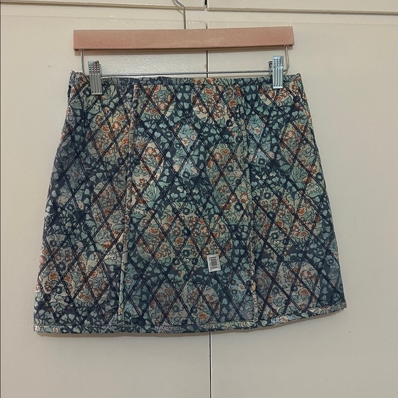 New Free People Darla Quilted Mini Skirt Blue Size 6 - Picture 7 of 11
